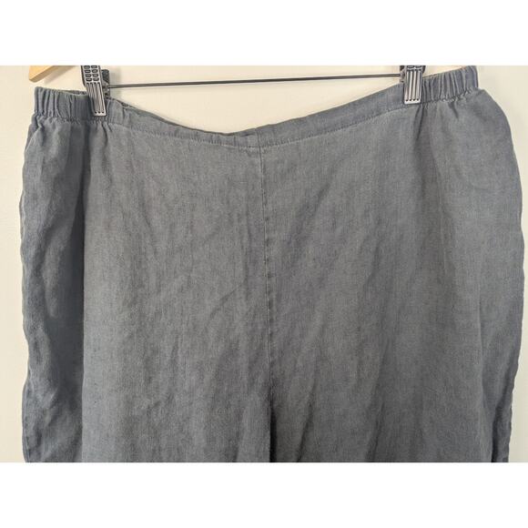 Flax Dark Grey Linen Lagenlook Baggy Tapered Leg High Rise Pull On Pant - Picture 4 of 8